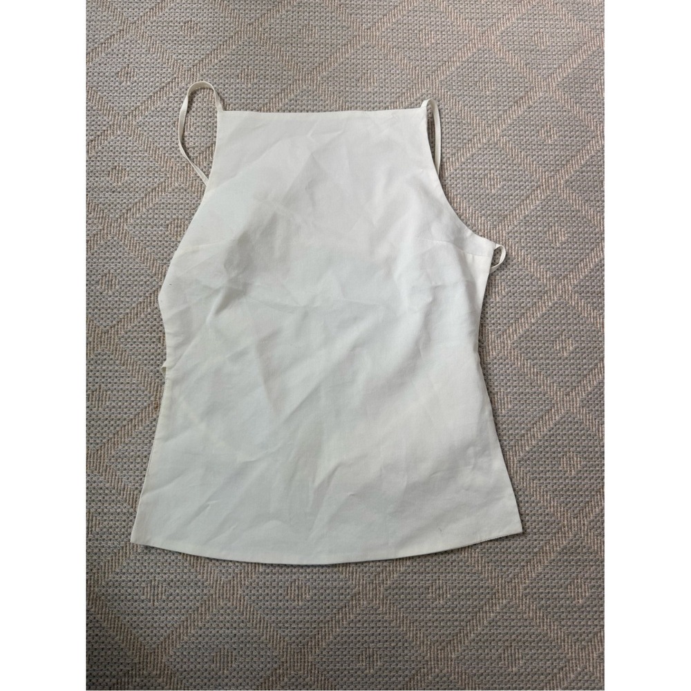 Zara Backless High-Neck Camisole Cream Linen Blend Top 3067/066 Size S NWT